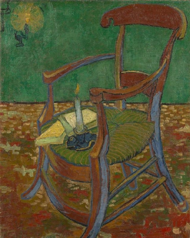 Obra "A Cadeira de Gauguin" (Novembro de 1888) por Van Gogh.