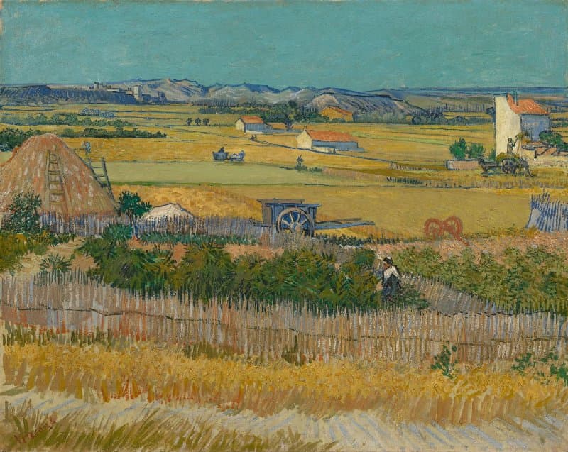 Obra "A Colheita" (Junho de 1888) por Van Gogh.