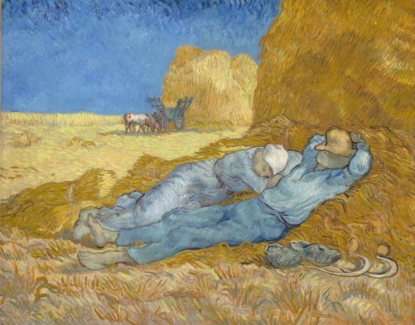 Obra "A Sesta (após Millet)" (Janeiro de 1890) por Van Gogh.