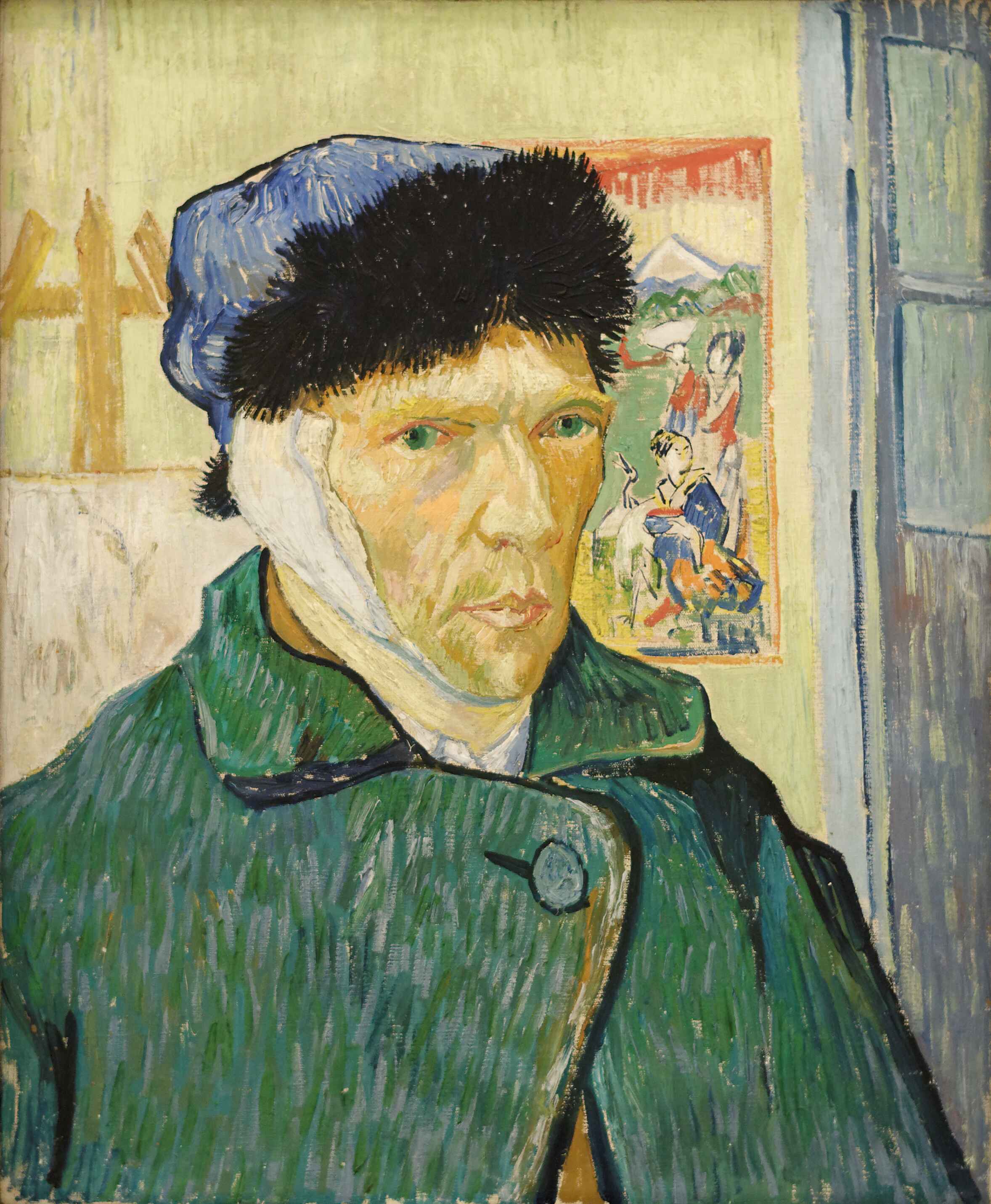 Obra "Auto-Retrato com Orelha Cortada" (Janeiro de 1889) por Van Gogh.