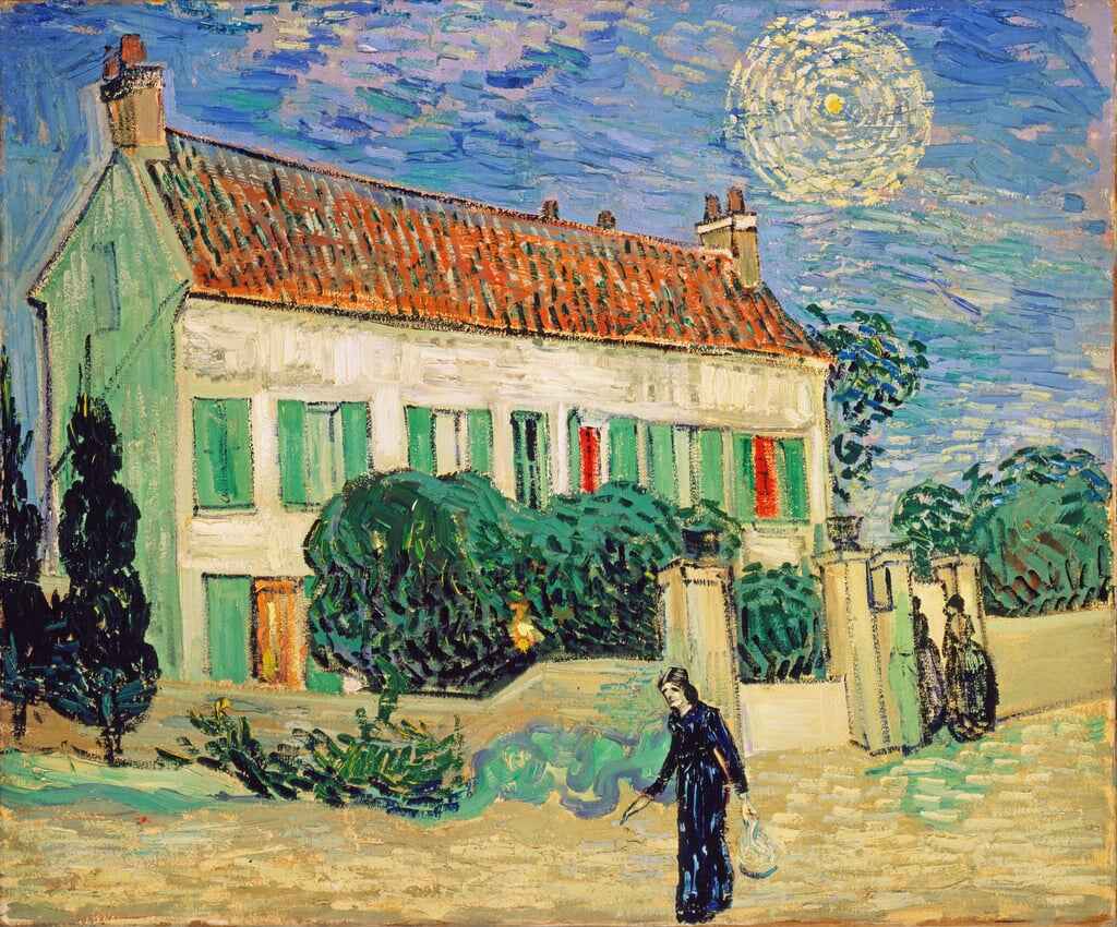 Obra "A Casa Branca em Noite Estrelada" (Junho de 1890) por Van Gogh.
