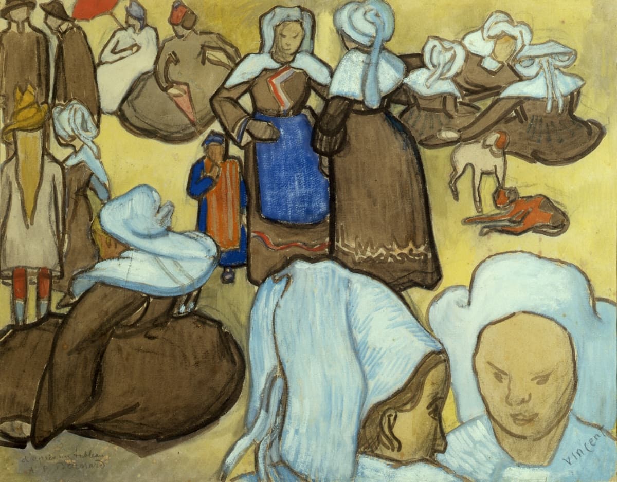 Obra "Mulheres Bretãs" (Novembro de 1888) por Van Gogh.