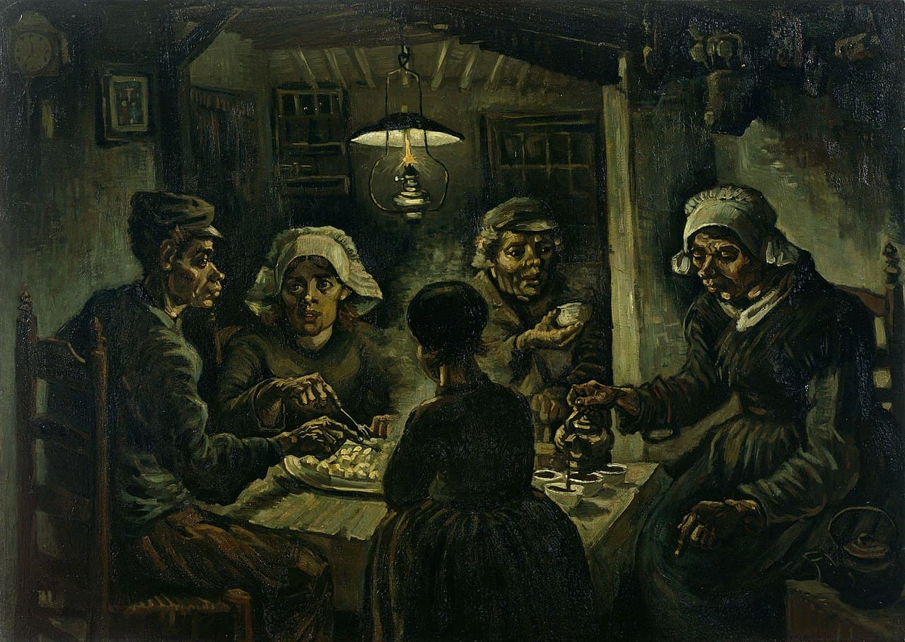 Obra "Os Comedores de Batata" (Abril de 1885) por Van Gogh.