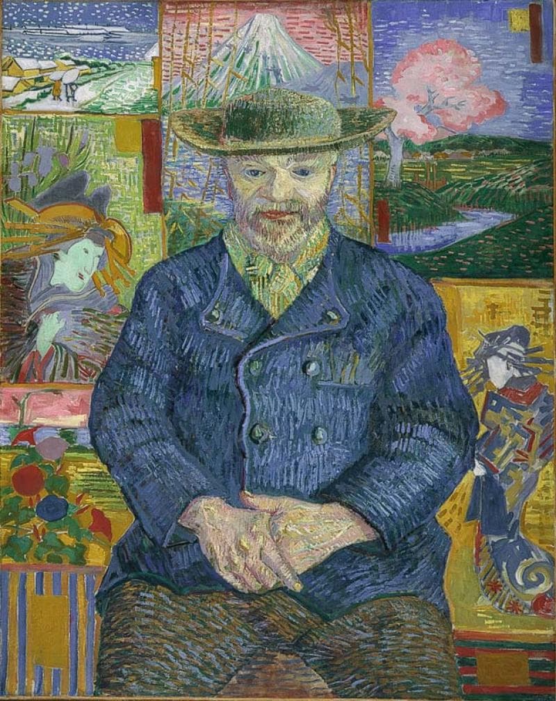 Obra "Retrato de Père Tanguy" (Inverno de 1887-88) por Van Gogh.