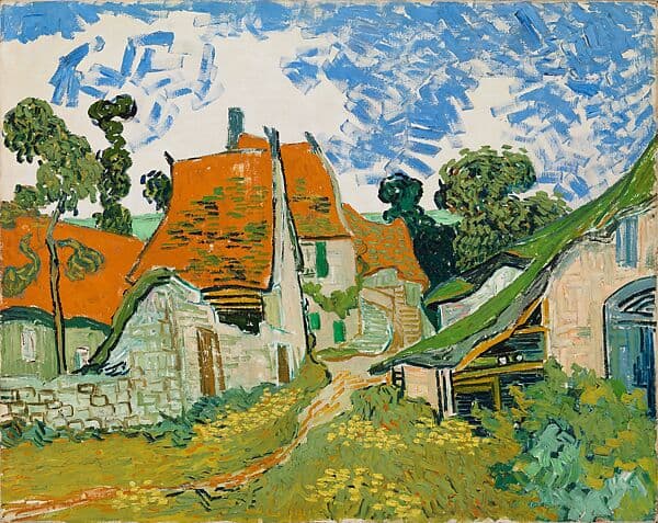 Obra "Rua em Auvers-sur-Oise" (Maio de 1890) por Van Gogh.