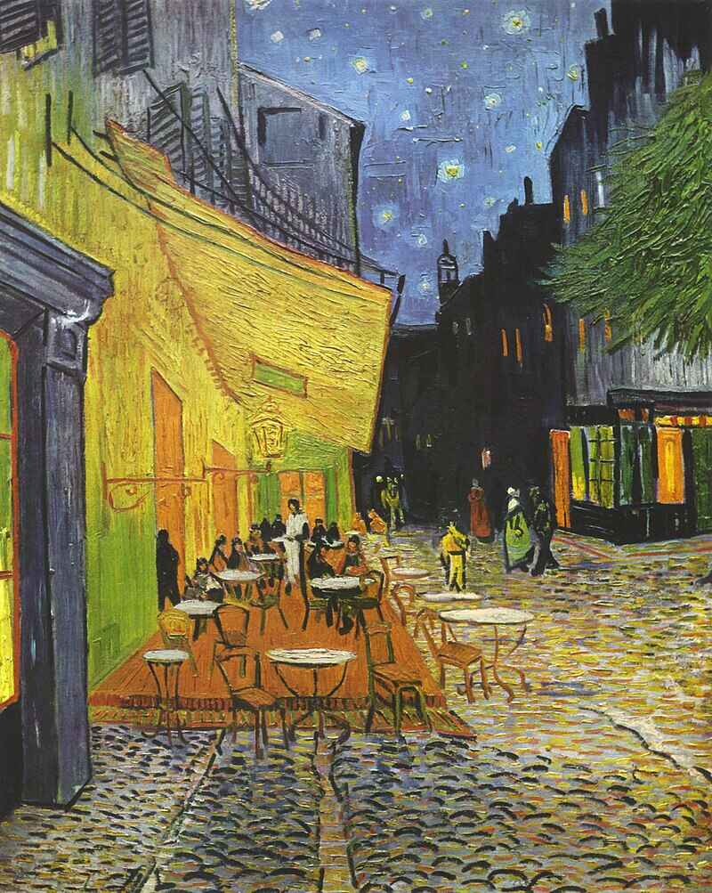 Obra "Terraço do Café à Noite" (Setembro de 1888) por Van Gogh.
