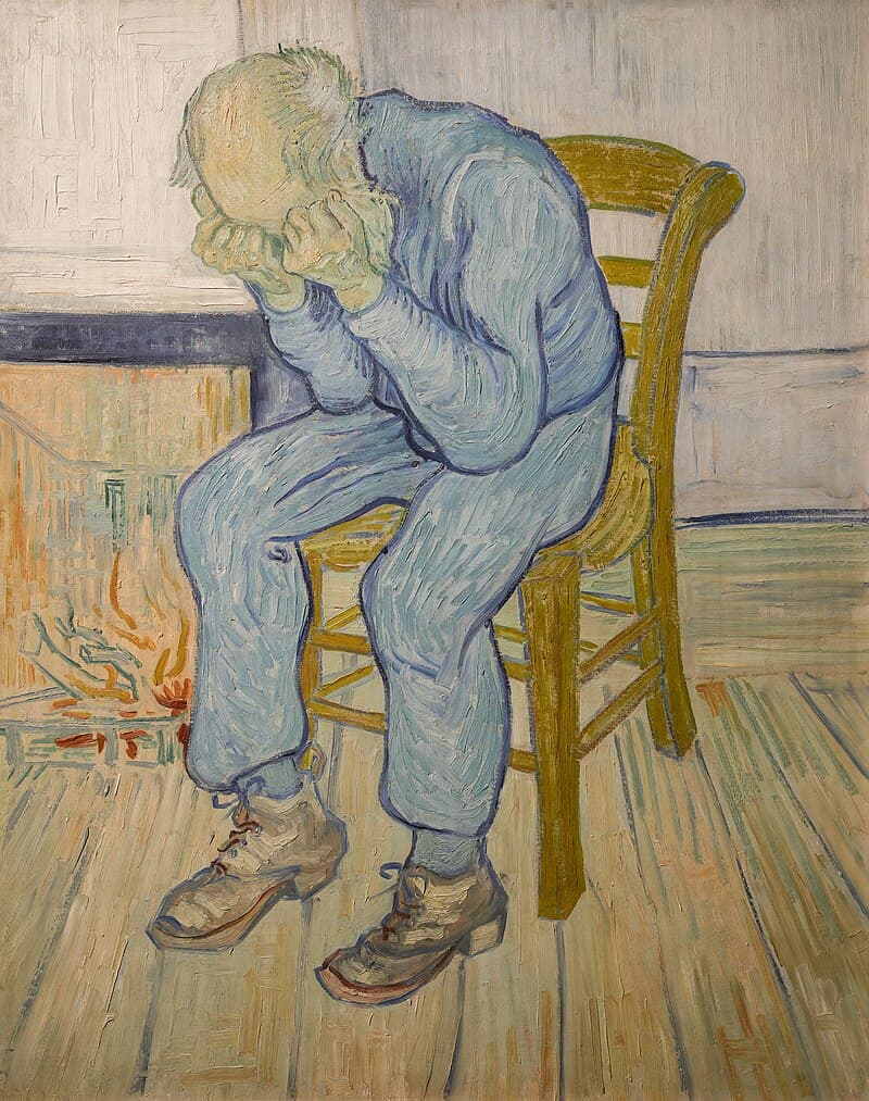 Obra "Velho Triste ('Às Portas da Eternidade')" (Maio de 1890) por Van Gogh.