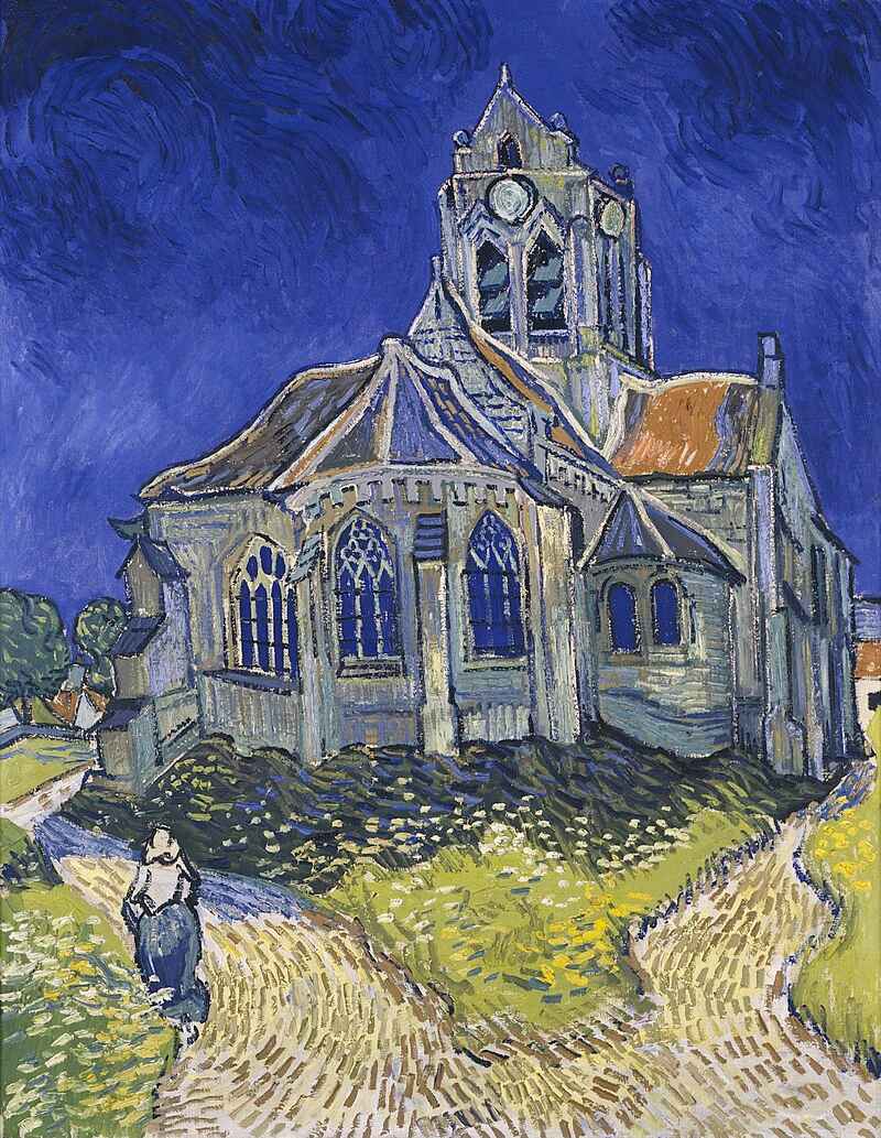 Obra "A Igreja em Auvers" (Junho de 1890) por Van Gogh.