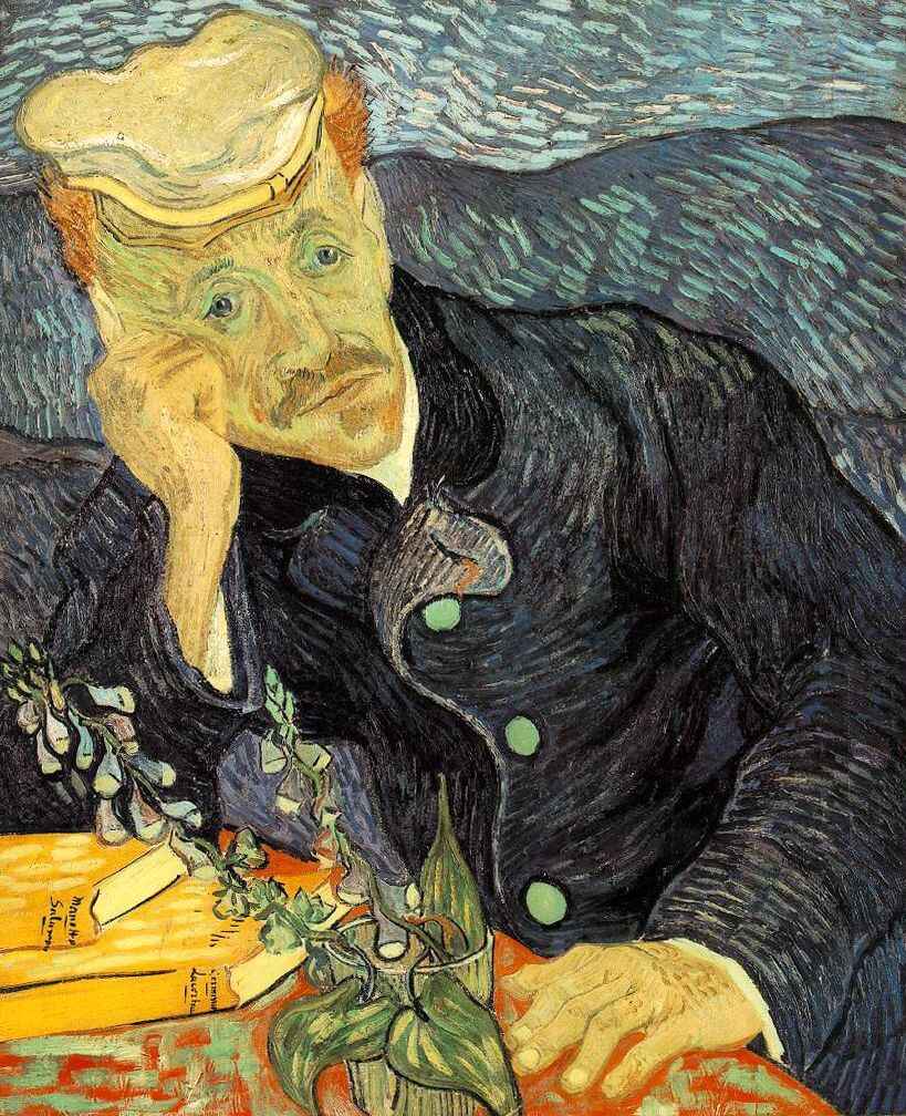 Obra "Retrato do Doutor Gachet" (Junho de 1890) por Van Gogh.